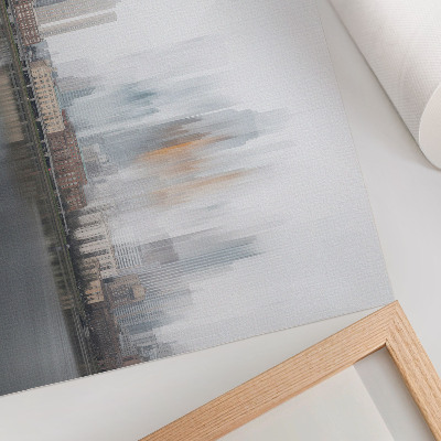 Poster kunstdruck Neblige Stadt, pastellfarbene Spiegelung der Moderne
