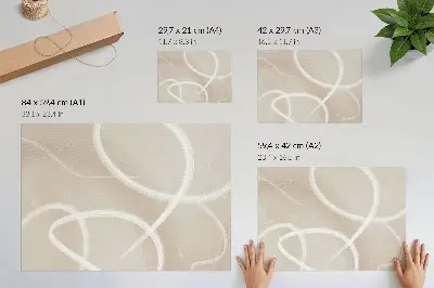 Kunstdruck Poster mit subtilen beigen Wellen und zarten Linien