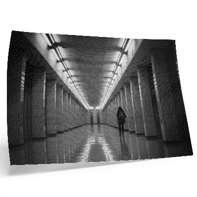 Poster Monochromatischer Korridor mit Säulen