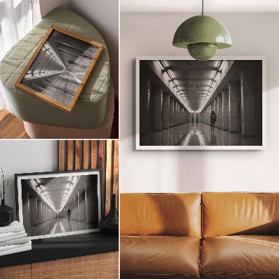 Poster Monochromatischer Korridor mit Säulen