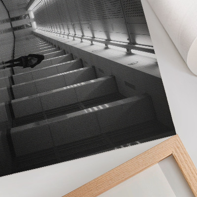 Poster Monochromatischer Korridor mit Säulen
