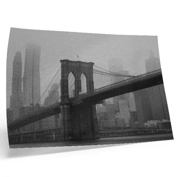 Kunstdruck Poster Die Brücke und die Stadt in Grautönen für Frieden und Eleganz
