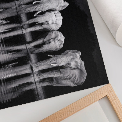 Poster kunstdruck Elefanten am Wasser, friedliche Harmonie und Spiegelung