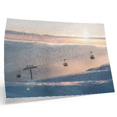 Kunstdruck Winterlandschaft mit Seilbahn als poster