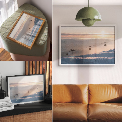 Kunstdruck poster Winterlandschaft mit Seilbahn