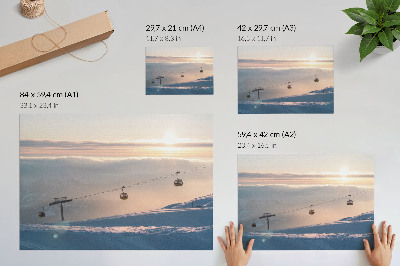 Kunstdruck poster Winterlandschaft mit Seilbahn