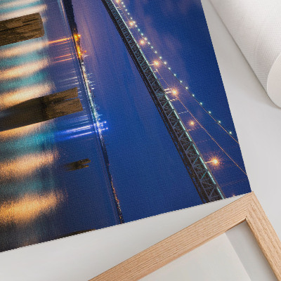 Kunstdruck poster Nachtlicht der Brücke, harmonische Wasserspiegelung, harmonisches Zusammenspiel von Brückenlicht und harmonischer Harmonie