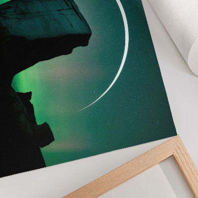 Kunstdruck poster Nachthimmel, grüne Felsentöne, kosmische Atmosphäre