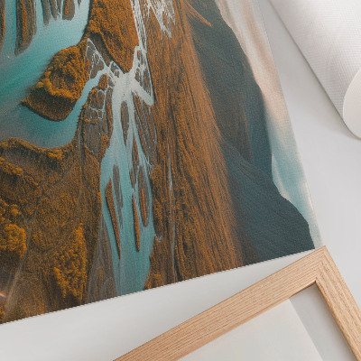 Poster Majestätischer Fluss, goldene Hügel, türkisfarbenes Wasser