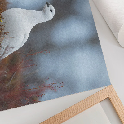 Poster kunstdruck Ein weißer Vogel in winterlicher Umgebung