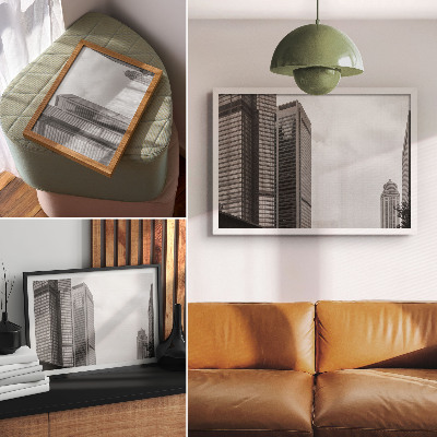 Kunstdruck poster Monochromatische moderne Stadtwolkenkratzer