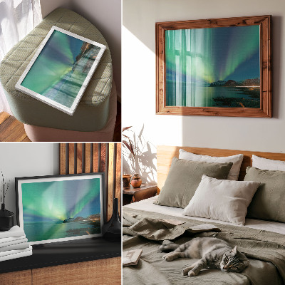 Poster kunstdruck Nordlichter über dem Meer, eine magische Atmosphäre