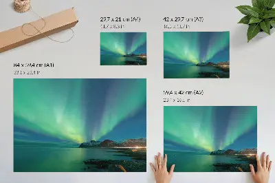 Kunstdruck Nordlichter über dem Meer mit magischer Atmosphäre