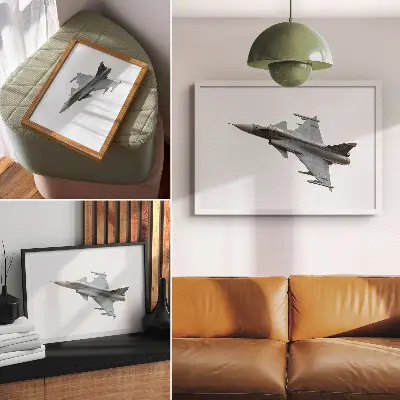 Kunstdruck moderner Kampfjet im Flug am Himmel