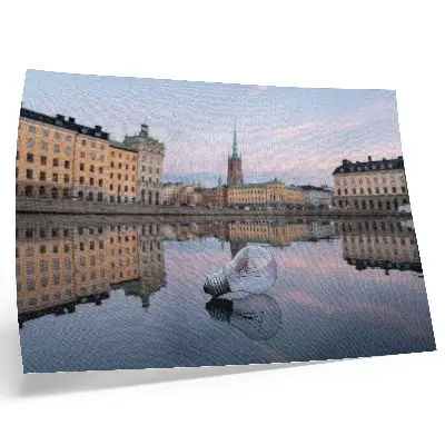 Kunstdruck Spiegelungen von Gebäuden in Pastelltönen als hochwertiges Poster