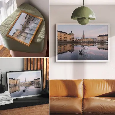 Kunstdruck Spiegelungen von Gebäuden in Pastelltönen als hochwertiges Poster