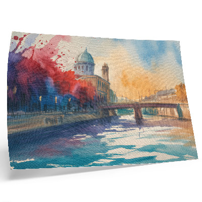 Poster Städtische Aquarell-Brückenkuppel-Wasserspiegelungen