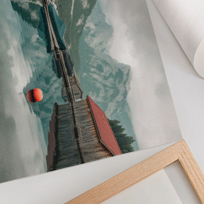 Kunstdruck poster Spiegelung im Bergsee, friedliche Holzboote
