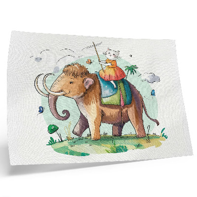 Poster Katze auf einem Mammut – Fantasie, Natur, Magie