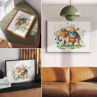 Poster Katze auf einem Mammut – Fantasie, Natur, Magie