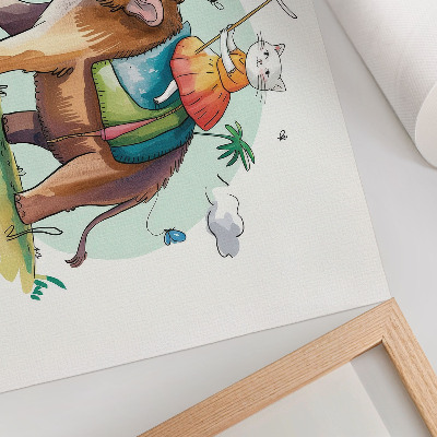 Poster Katze auf einem Mammut – Fantasie, Natur, Magie
