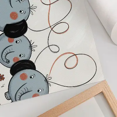 Kunstdruck Elefanten mit Luftballons für Sauberkeit, Spaß und Freude