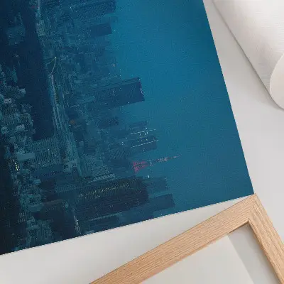 Poster Metropole bei Nacht mit Lichtern moderner Wolkenkratzer