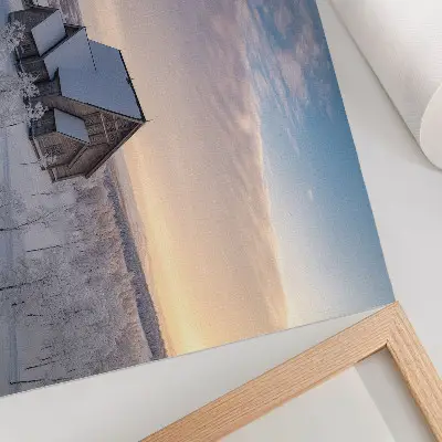 Kunstdruck Winterlandschaft mit Holzkirche eine friedliche winterliche Szenerie als Poster