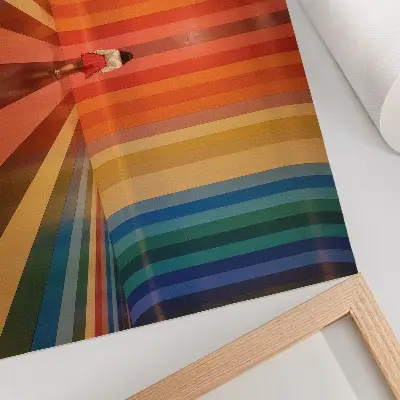 Kunstdruck Poster Farbige Streifenfiguren im Inspirationsraum