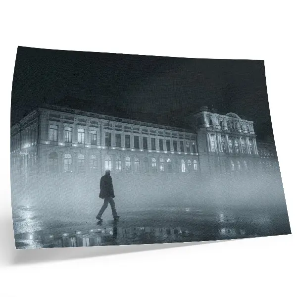 Kunstdruck Nachtnebel in der Stadt bei einem monumentalen Gebäude