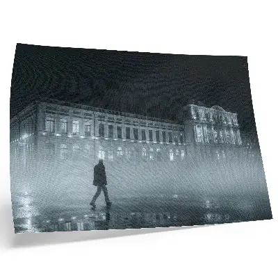 Kunstdruck Nachtnebel in der Stadt bei einem monumentalen Gebäude