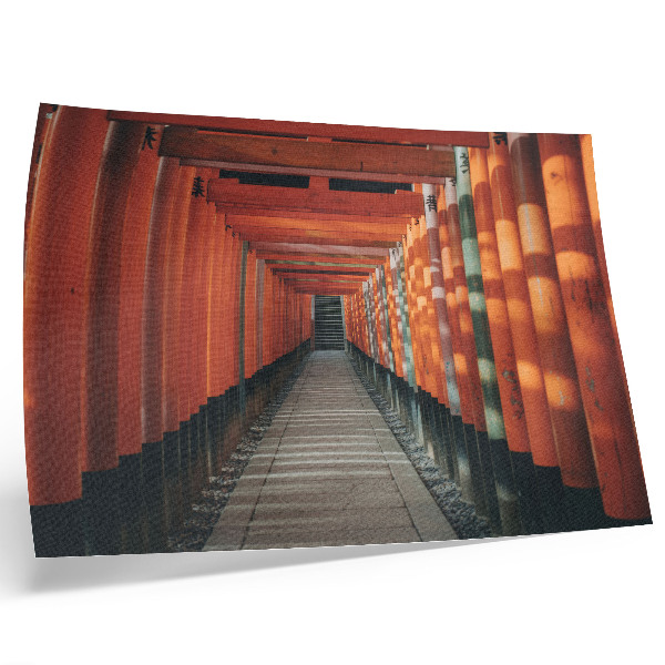 Poster Symmetrietiefe der orangefarbenen Tunnelsäulen