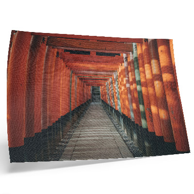 Poster Symmetrietiefe der orangefarbenen Tunnelsäulen