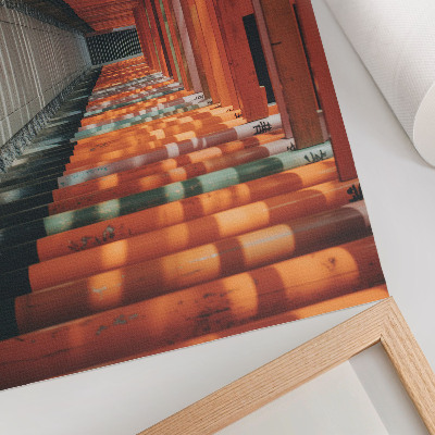 Poster Symmetrietiefe der orangefarbenen Tunnelsäulen