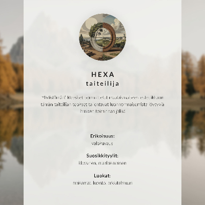Poster Berge, Spiegelung, Hütte, goldene Bäume, ruhiger See
