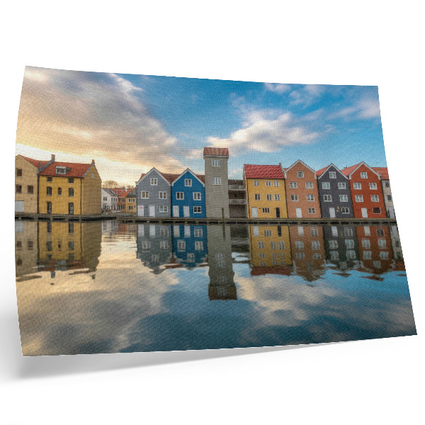 Poster kunstdruck Bunte Häuser am Wasser, Spiegelungen, Architektur