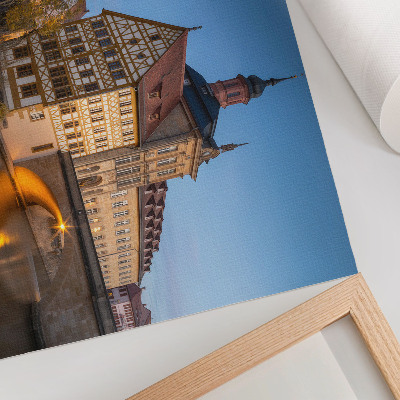 Poster Historisches Gebäude, Brücke, Wasser, blauer Himmel