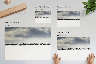 Poster kunstdruck Rentiere im Schnee, Stille und Weite