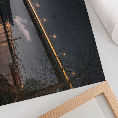 Poster kunstdruck Brücke bei Nacht, modernes Bauwerk, friedliche Atmosphäre