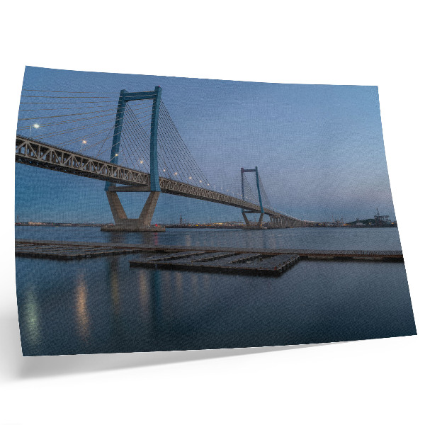 Kunstdruck poster Brücke vor dem Hintergrund der Abenddämmerung, ruhiges Wasser, Moderne