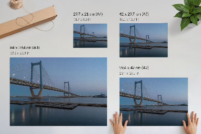 Kunstdruck poster Brücke vor dem Hintergrund der Abenddämmerung, ruhiges Wasser, Moderne