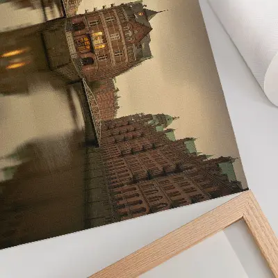 Kunstdruck Poster mit historischen Gebäuden an Kanälen mit ruhigem Wasser und Brücken