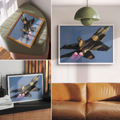Poster kunstdruck Düsenjet, intensive Farben, Himmel