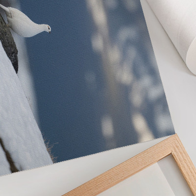 Poster Vogel im Schnee, sanfte Winterlandschaft