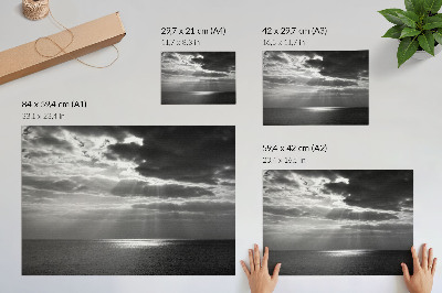 Poster kunstdruck Dynamischer Himmel über einem ruhigen Ozean