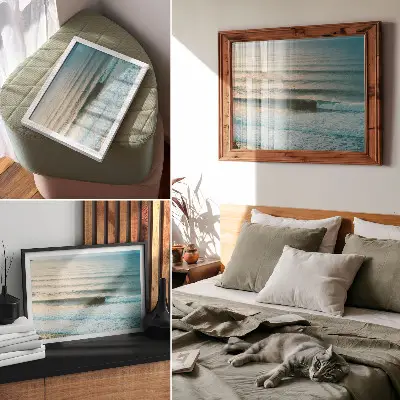 Kunstdruck Ozeanwellen ruhiger Horizont mit Surfer