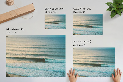 Poster kunstdruck Ozeanwellen, ruhiger Horizont, Surfer