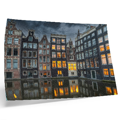 Kunstdruck poster Mietshäuser am Kanal, gemütliche Atmosphäre der Besinnung