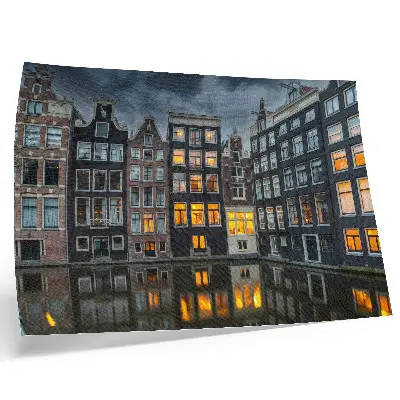 Kunstdruck Poster Mietshäuser am Kanal in gemütlicher Atmosphäre