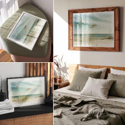 Kunstdruck Strandgras mit Motiv von Ozean und Himmel für eine friedliche Atmosphäre